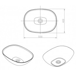 umywalka nablatowa umywalka nablatowa oval PB2202 - 55 x 40 x